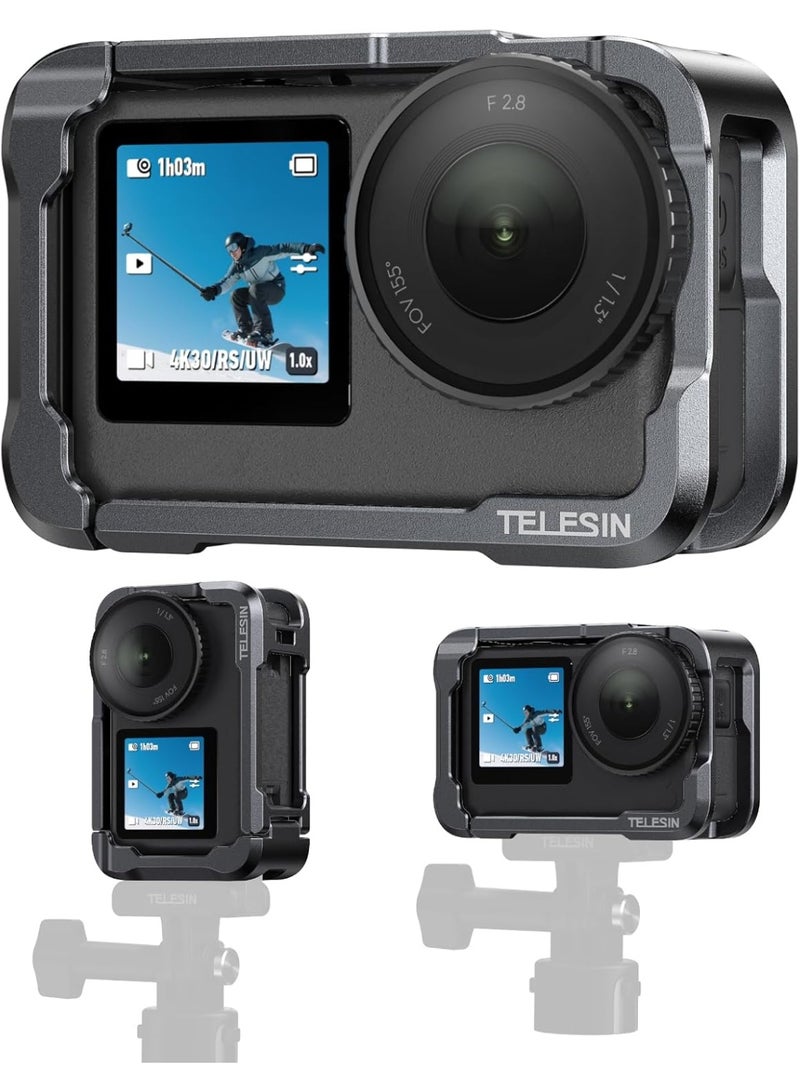 TELESIN Aluminum Alloy Protective Frame Case for DJI Osmo Action 6 Camera, Quick-Release Metal Rabbit Cage Protective Frame Housing Sleeve with 1/4" Screw and Cold Shoe, Action 6 Accessories - Image 1